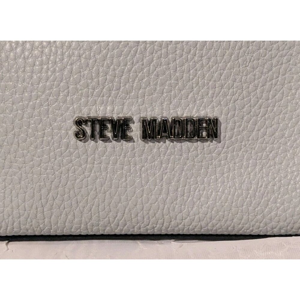 Steve Madden Crossbody Purse Attached Wallet Faux Leather Satchel Gray Pebbled - Picture 4 of 13